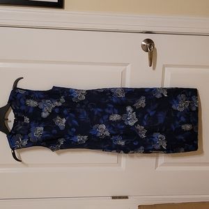 WHBM Blue Floral Embroidered Dress